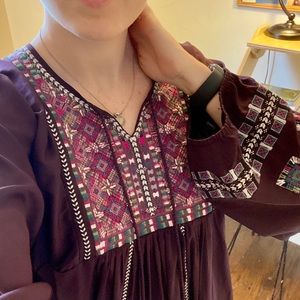 Embroidered loose flowy dress - boutique